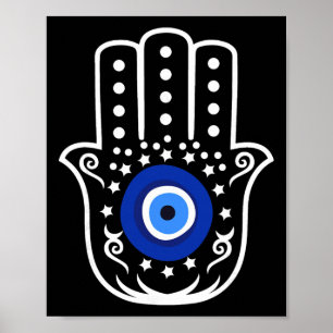 Hand Of Hamsa Fatima Turkish Tiger Eye Evil Protec Poster