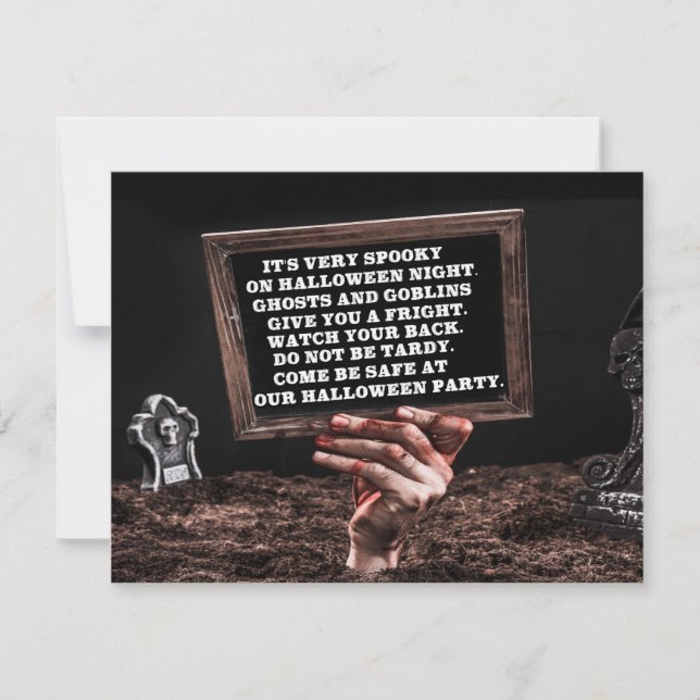 Hand of the Dead Bloody Text Halloween Party Invitation (Front)