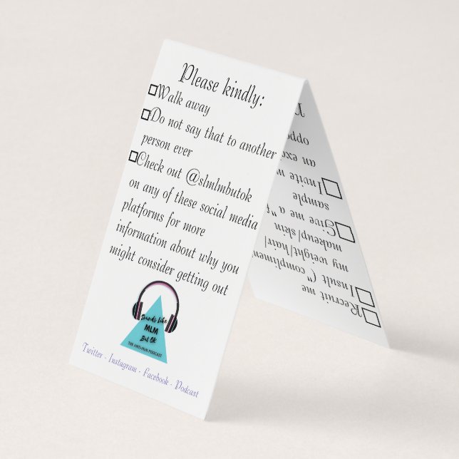 Hand-out checklist card (Back)