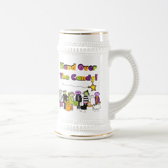 Hand Over the Candy Halloween Tshirts and Gifts Beer Stein (Right)