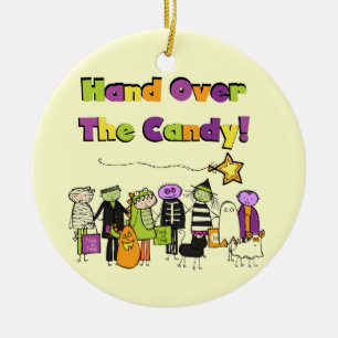 Hand Over the Candy Halloween Tshirts and Gifts Ceramic Tree Decoration
