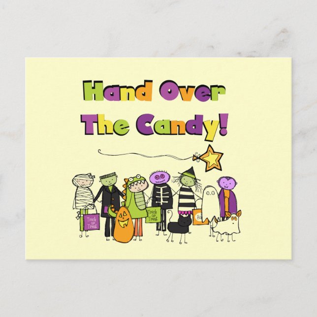 Hand Over the Candy Halloween Tshirts and Gifts Postcard (Front)
