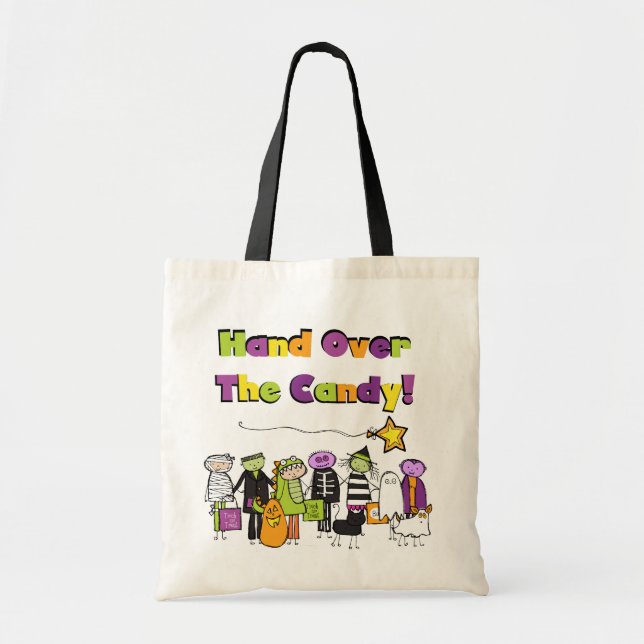 Hand Over the Candy Halloween Tshirts and Gifts Tote Bag (Front)