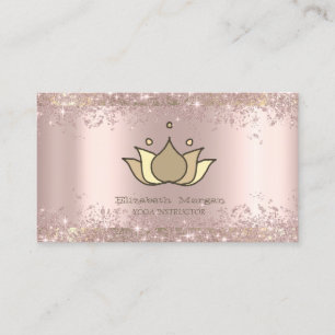 Hand paint Lotus Rose Gold Glitter Dust Yoga Business Card