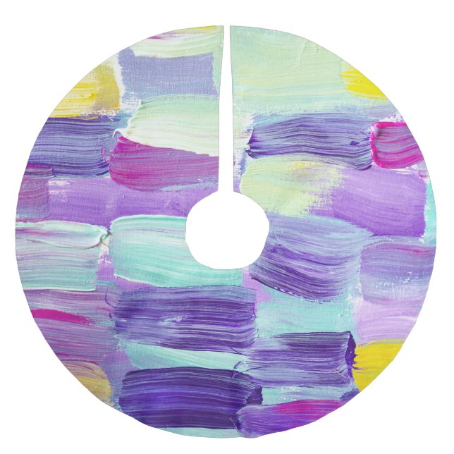 Hand Painted Abstract Art Background Brushed Polyester Tree Skirt (Front)