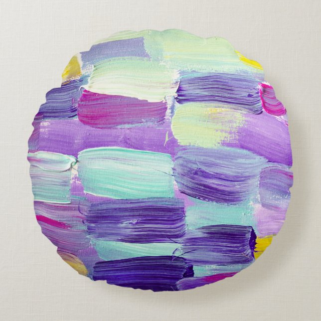 Hand Painted Abstract Art Background Round Cushion (Front)