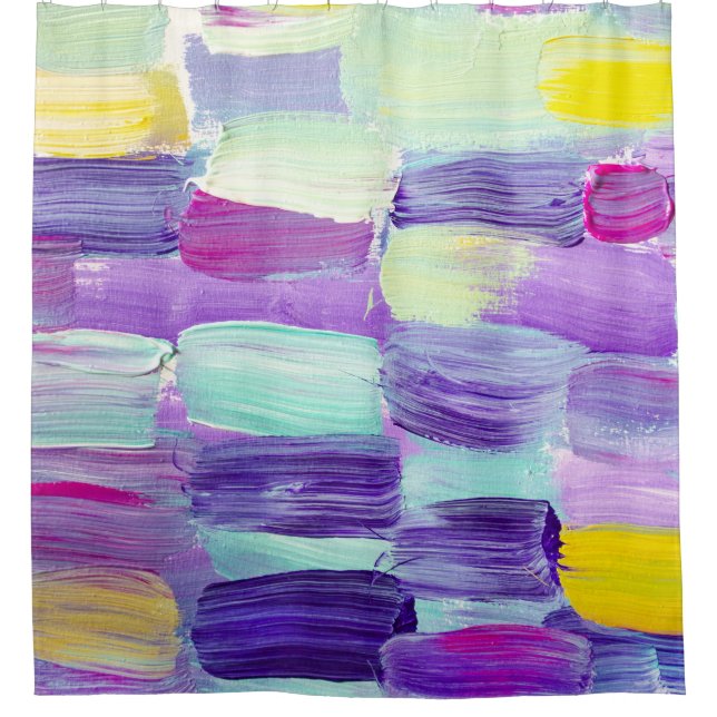 Hand Painted Abstract Art Background Shower Curtain (Front)