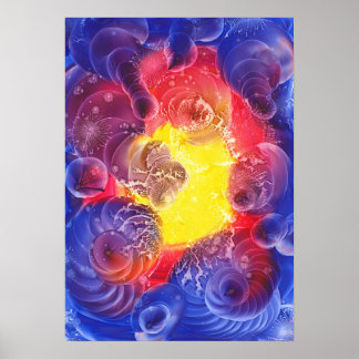 Hand Painted Abstract Cosmic Light Artwork Poster