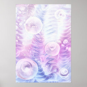 Hand Painted Abstract Light Pastel Gouache Art Poster