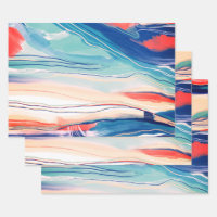 Hand painted abstract painting marbled blue sand
