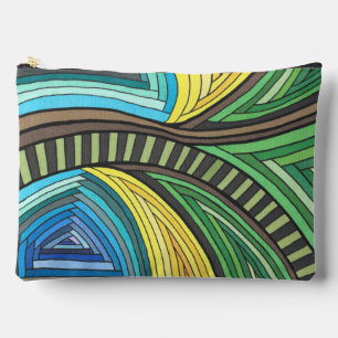 Hand Painted Abstract Tree and Geometry Design Accessory Pouch