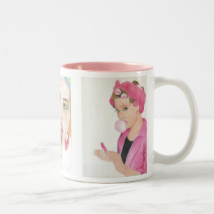 Hand Painted Art 3 paintings Lady Coffee Mug Cup