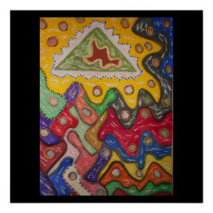 Hand painted art impression aboriginal type poster