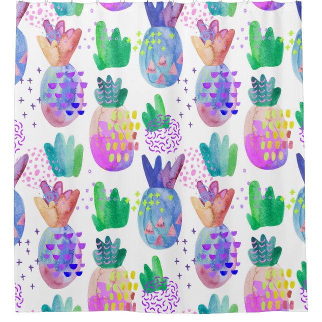 Hand-painted autumn flowers, seamless pattern. shower curtain (Front)
