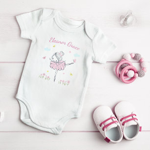 Hand Painted Ballet Dancer Girl Pink Baby Bodysuit