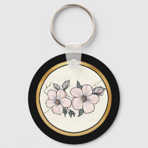 Hand Painted Blossoms Key Ring