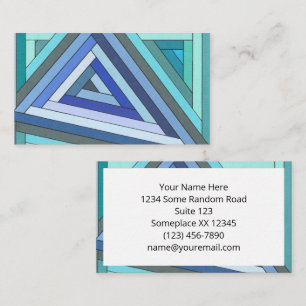 Hand Painted Blue Geometric Triangle Design Business Card