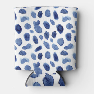 Hand Painted, Blue Watercolor Stains. Can Cooler