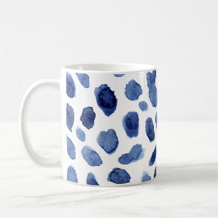 Hand Painted, Blue Watercolor Stains. Coffee Mug