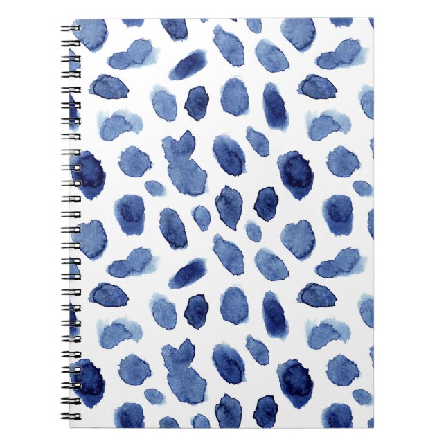 Hand Painted, Blue Watercolor Stains. Notebook (Front)