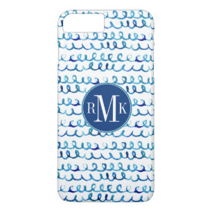 Hand Painted Blue Watercolor Wavy Pattern iPhone 8 Plus/7 Plus Case
