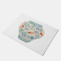 Hand Painted Blue  White Ginger Jar Rug Doormat
