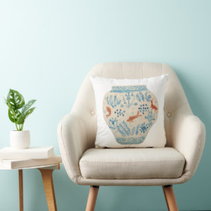 Hand Painted Blue White Ginger Jar Throw Pillow