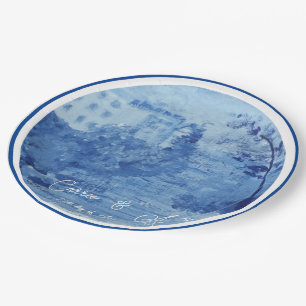 Hand Painted Blue Willow Ginger Jars Toile Paper Plate
