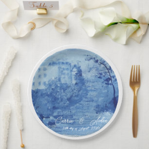 Hand Painted Blue Willow Ginger Jars Toile Paper Plate