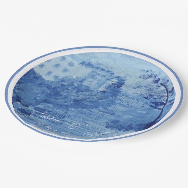 Hand Painted Blue Willow Ginger Jars Toile Paper Plate (Angled)