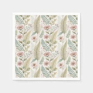 Hand-Painted Blush Flower Botanical Floral Pattern Napkin