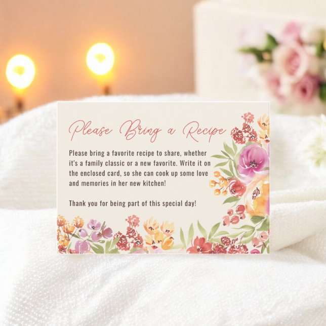 Hand Painted Boho Floral Bridal Shower Recipe Requ Enclosure Card (Hand Painted Boho Floral Bridal Shower Recipe Requ Enclosure Card)