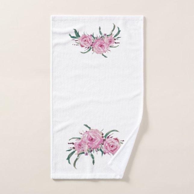 Hand Painted Bouquet Rose Towel (Hand Towel)
