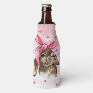 Hand painted Bunny glitter Cute Bottle Cooler
