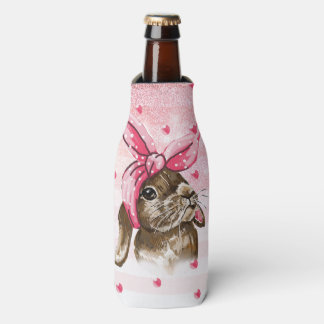 Hand painted Bunny glitter Cute Bottle Cooler