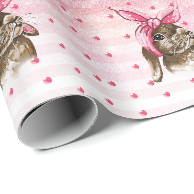 Hand painted Bunny glitter Wrapping Paper (Roll Corner)