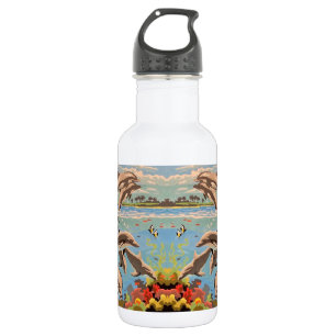 Hand Painted By Number Playful Dolphins 532 Ml Water Bottle