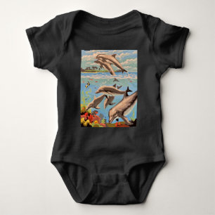 Hand Painted By Number Playful Dolphins Baby Bodysuit