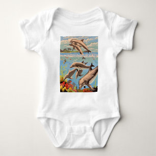 Hand Painted By Number   Playful Dolphins   Baby Bodysuit