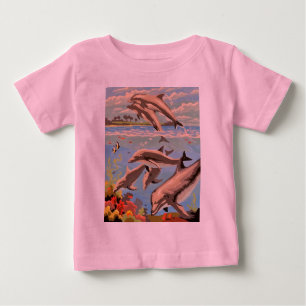 Hand Painted By Number Playful Dolphins Baby T-Shirt