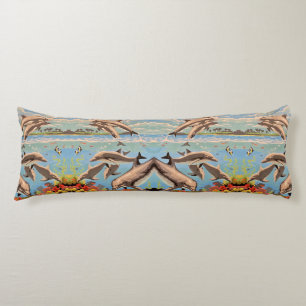 Hand Painted By Number   Playful Dolphins   Body Cushion