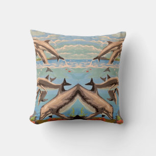 Hand Painted By Number Playful Dolphins Cushion
