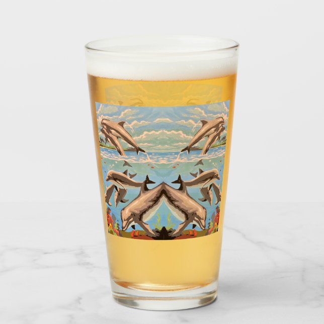 Hand Painted By Number | Playful Dolphins | Glass (Back Filled)