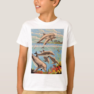 Hand Painted By Number   Playful Dolphins   Kids T-Shirt