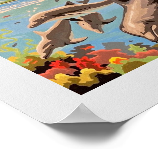 Hand Painted By Number | Playful Dolphins | Poster (Corner)