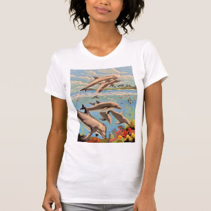 Hand Painted By Number   Playful Dolphins   T-Shirt