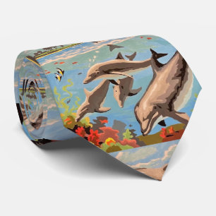 Hand Painted By Number   Playful Dolphins   Tie