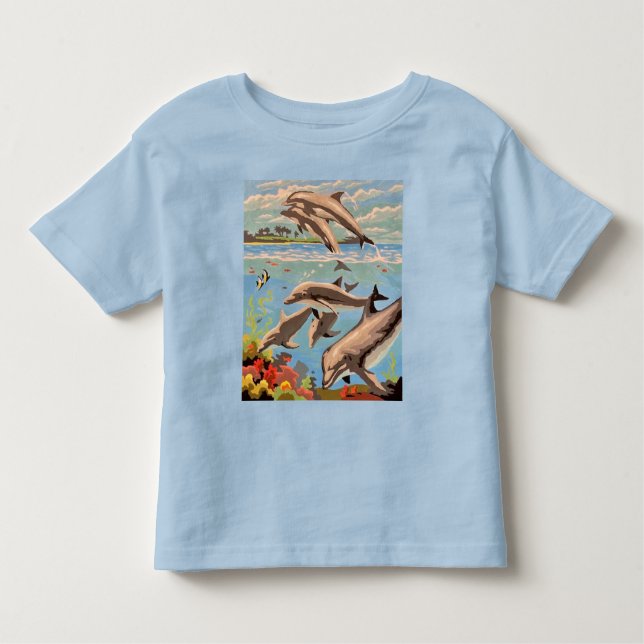Hand Painted By Number | Playful Dolphins | Toddler T-Shirt (Front)