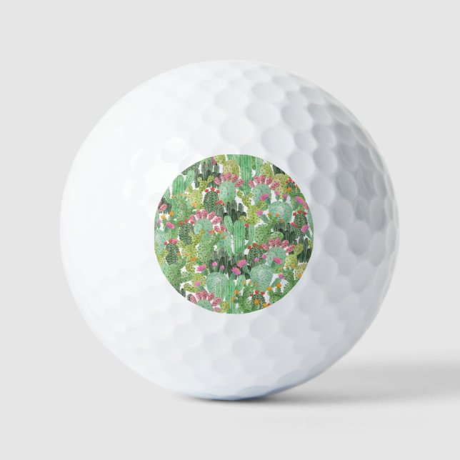 Hand Painted Cactus: Desert Green Golf Balls (Front)