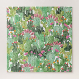 Hand Painted Cactus: Desert Green Jigsaw Puzzle